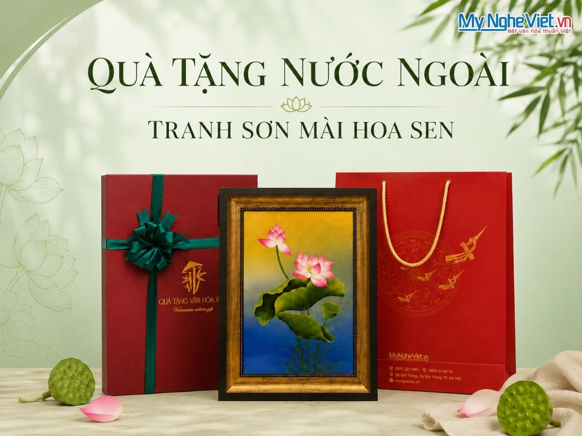 Tranh sơn mài hoa sen
