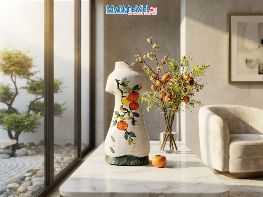 Bình Hoa Gốm Bát Tràng Áo Dài Nhiều Mẫu H30cm MNV-LHGLH03