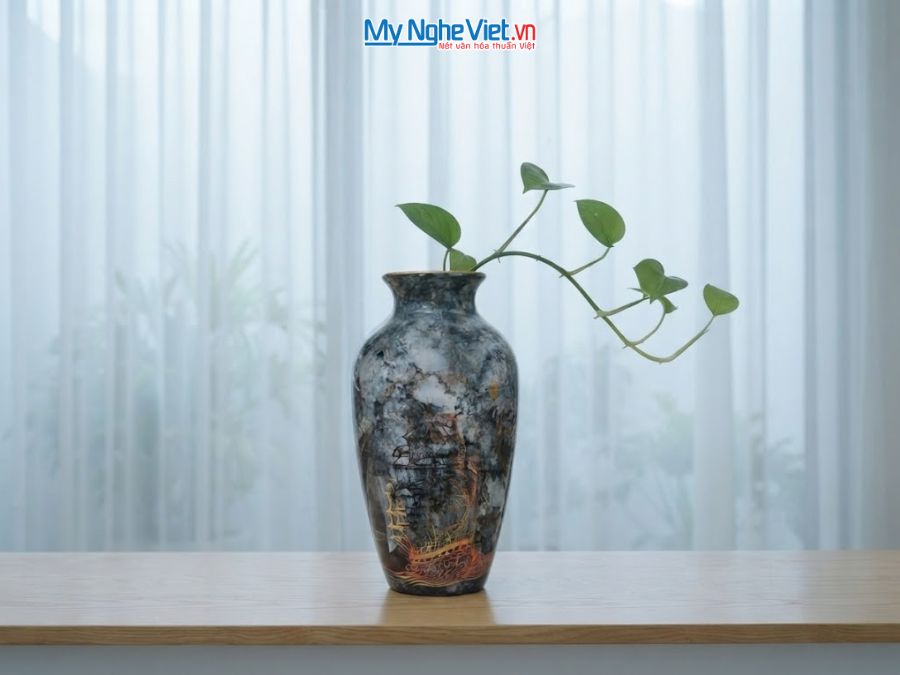 Bình Hoa Gốm Thuận Buồm Xuôi Gió Men Vân Đá H30cm LHGML01-5