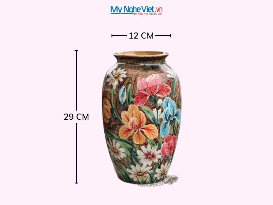 Bình Hoa Gốm Bát Tràng Vẽ Hoa Diên Vĩ H29cm LHGH004.7