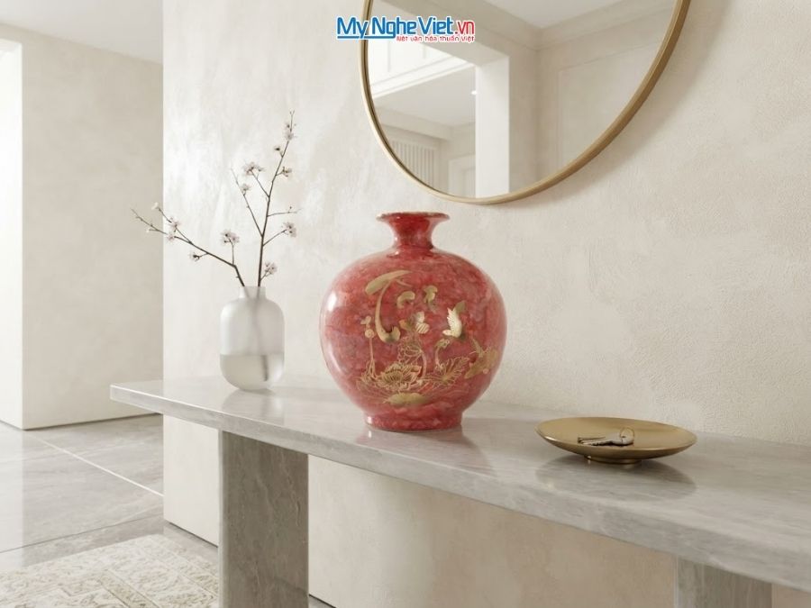 Bình Hút Tài Lộc Chữ Tài Lộc Men Vân Đá H25cm MNV-VBT22/2-1.25