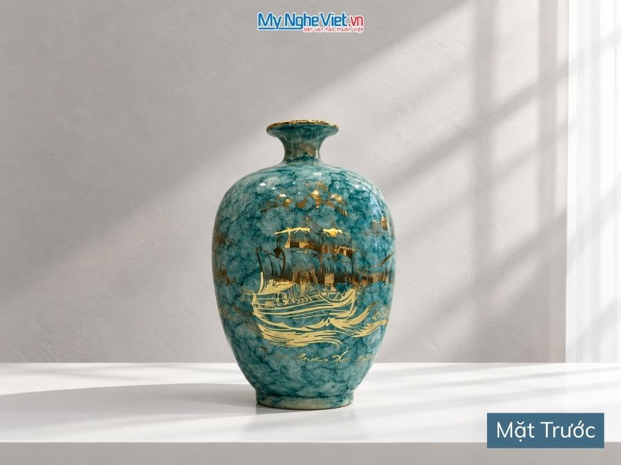 Bình Hút Tài Lộc Dáng Cao Thuận Buồm Xuôi Gió Men Vân Đá H30cm LHGML02.1