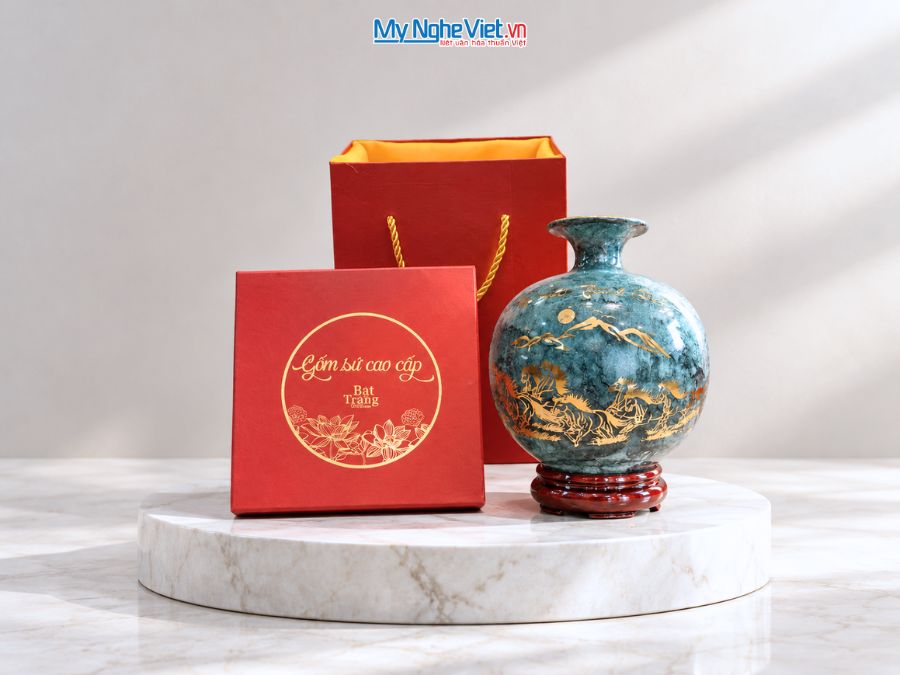 Bình Hút Tài Lộc Mã Đáo Thành Công Men Vân Đá Xám H22cm MNV-VBT22/3
