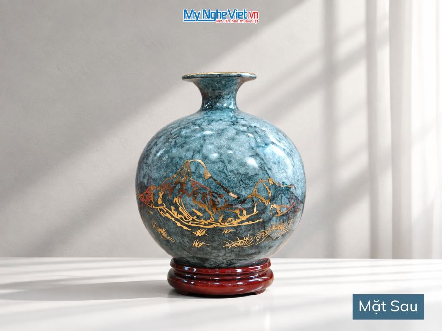 Bình Hút Tài Lộc Mã Đáo Thành Công Men Vân Đá Xám H22cm MNV-VBT22/3