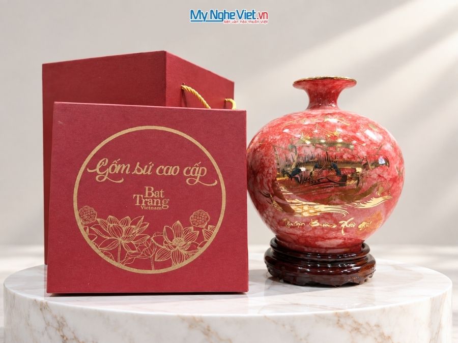 Bình Hút Tài Lộc Thuận Buồm Xuôi Gió Men Vân Đá H22cm MNV-VBT22/2-1