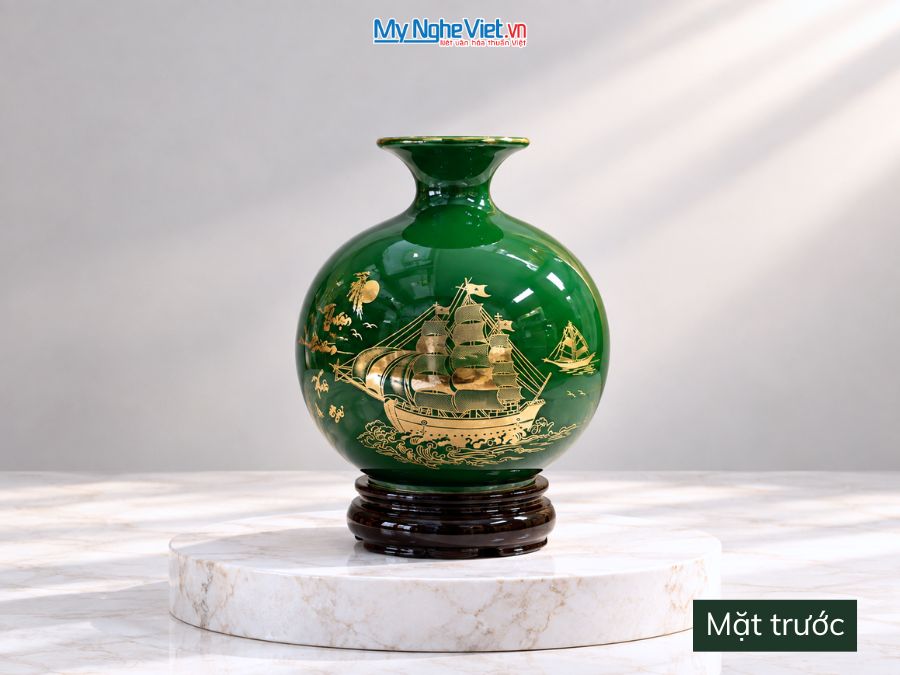 Bình Hút Tài Lộc Thuận Buồm Xuôi Gió Nền Xanh H22cm MNV-HBT22/7.9