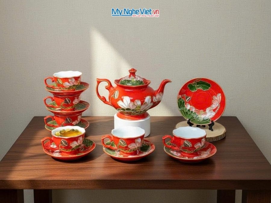 Bộ bình trà gốm Bát Tràng