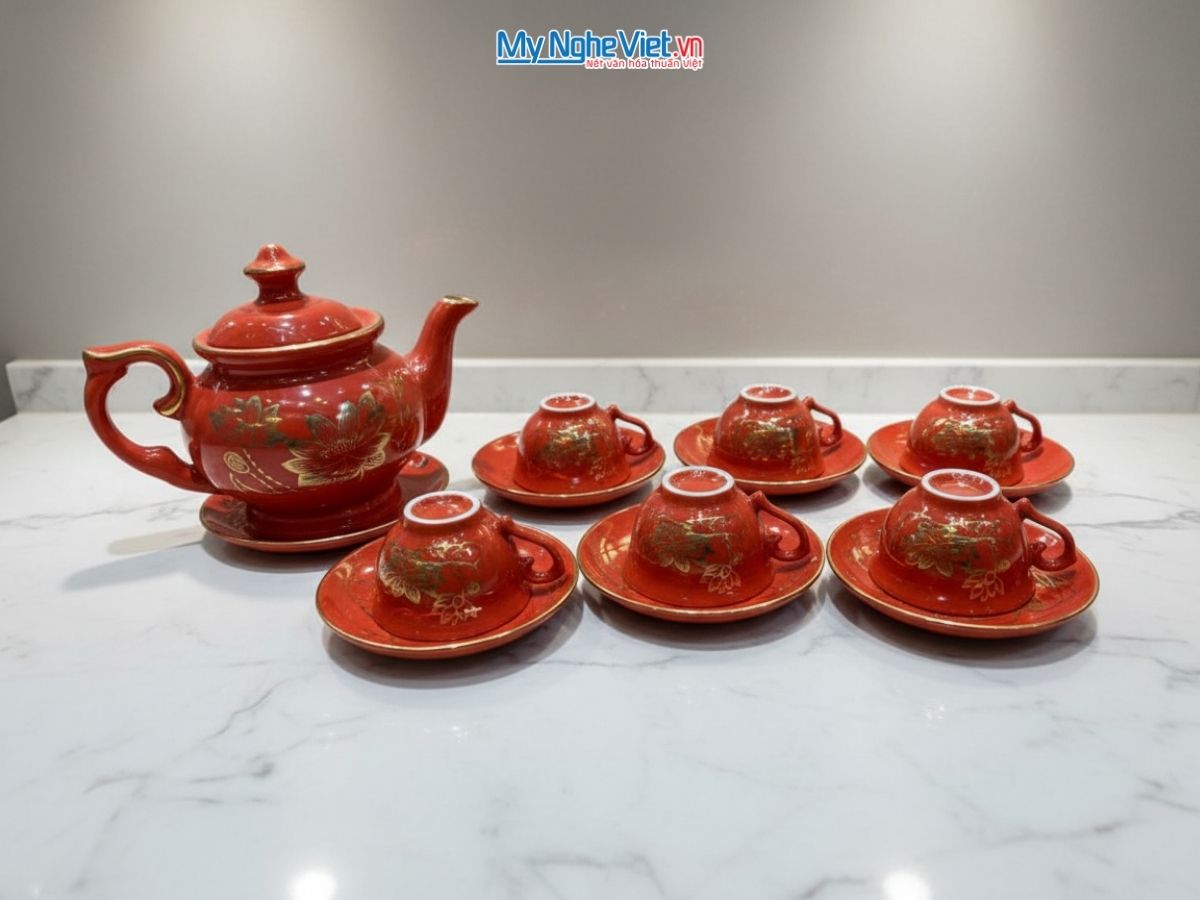 Bộ Bình trà cát tường đỏ MNV-TS50