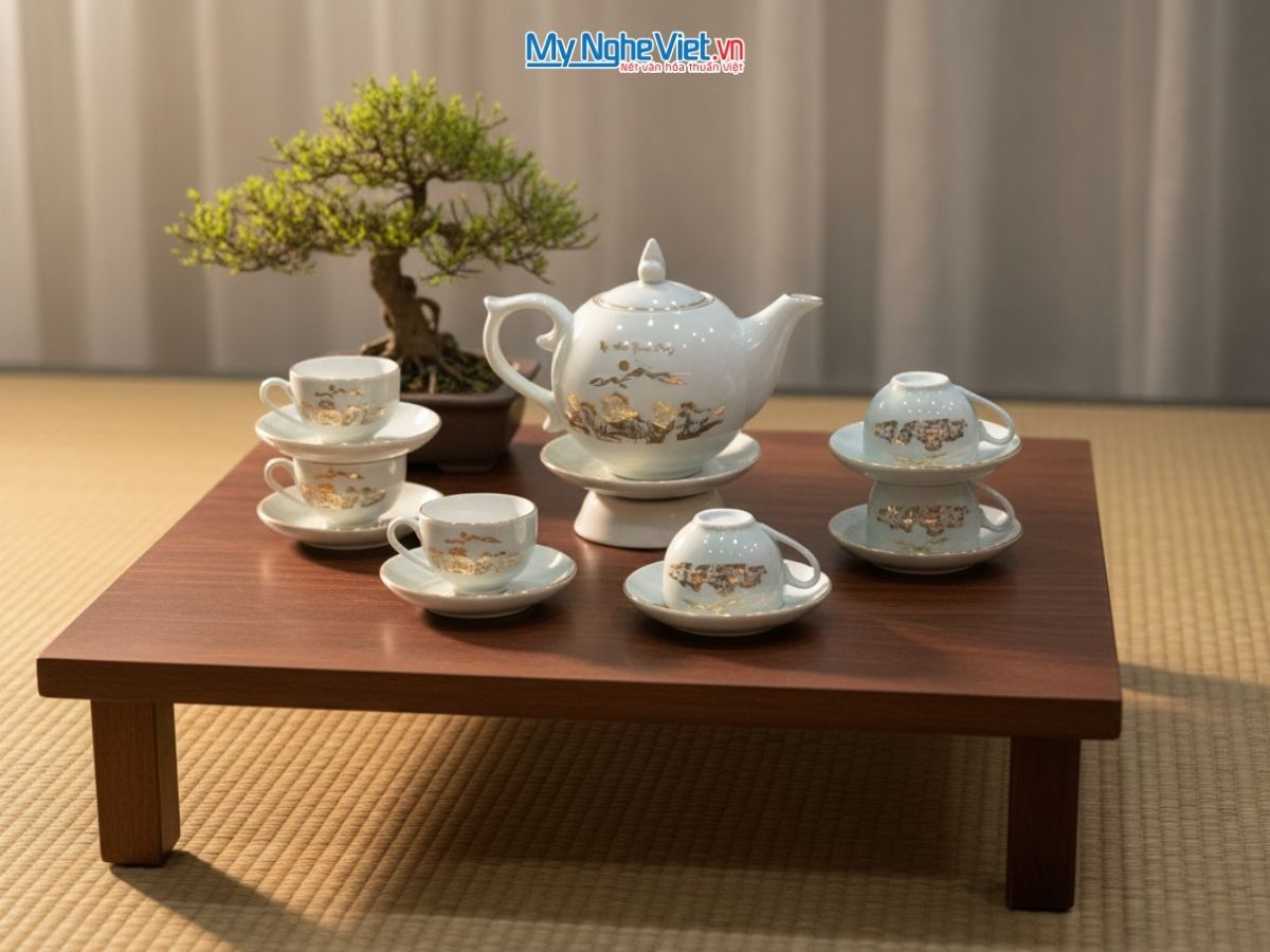 Bình trà dáng bưởi mã đáo men vân đá MNV-BTV11