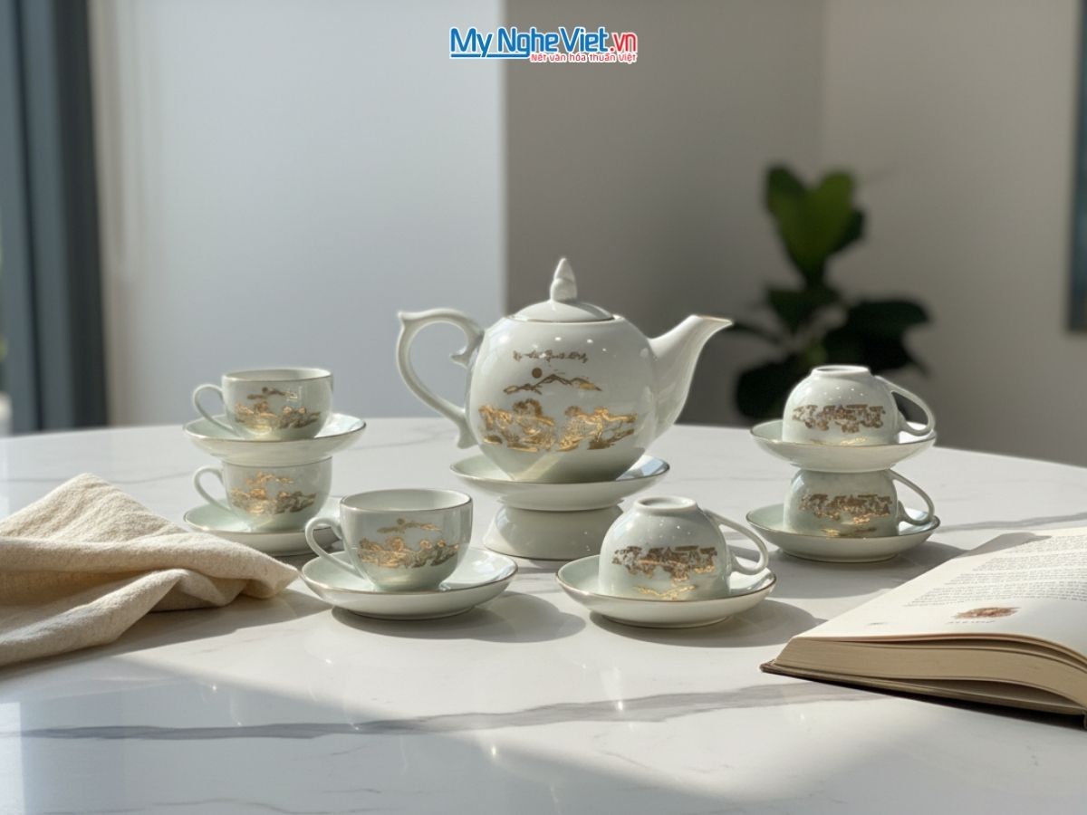 Bình trà dáng bưởi mã đáo men vân đá MNV-BTV11