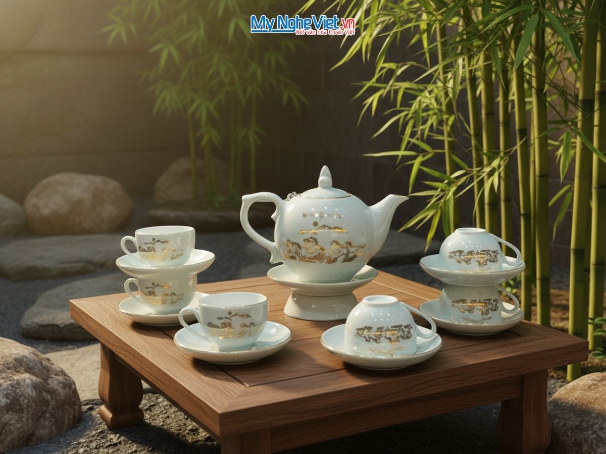Bình trà dáng bưởi mã đáo men vân đá MNV-BTV11