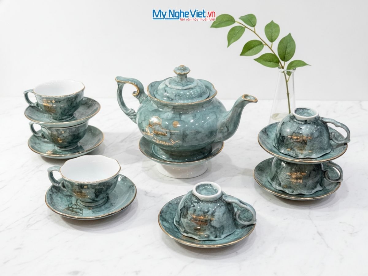 Bộ bình trà Queen Cao cấp vân đá xám MNV-BTV15.2