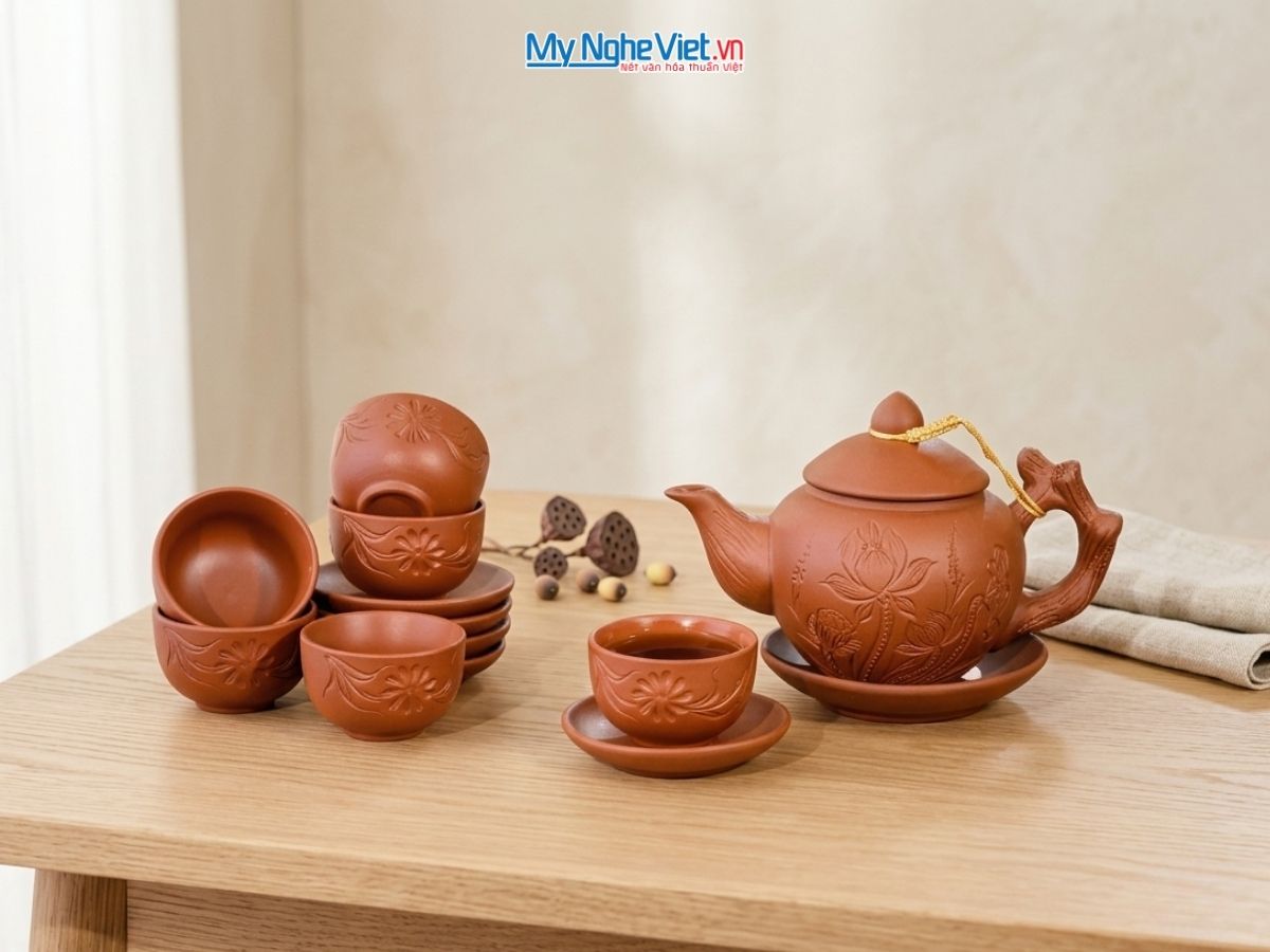 Bộ Bình Trà Tử Sa Hoa Sen MNV-BTTS11