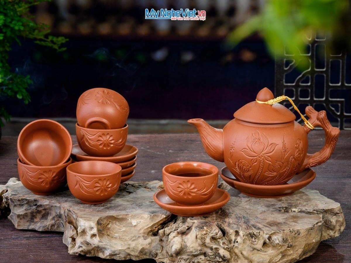 Bộ Bình Trà Tử Sa Hoa Sen MNV-BTTS11