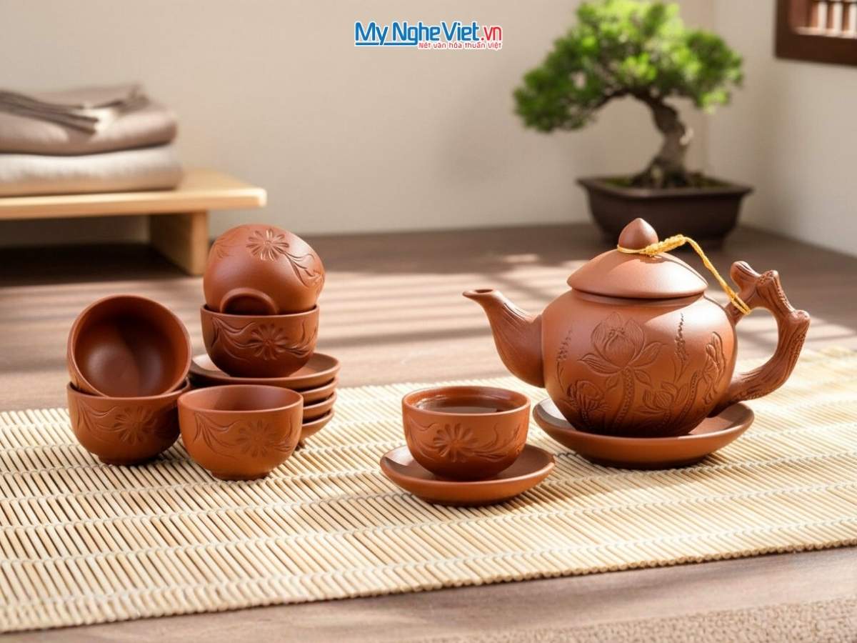 Bộ Bình Trà Tử Sa Hoa Sen MNV-BTTS11