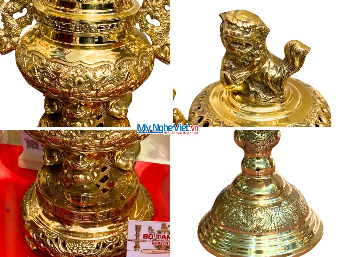 Bộ Tam Sự vàng vàng bóng H40cm MNV- DD19