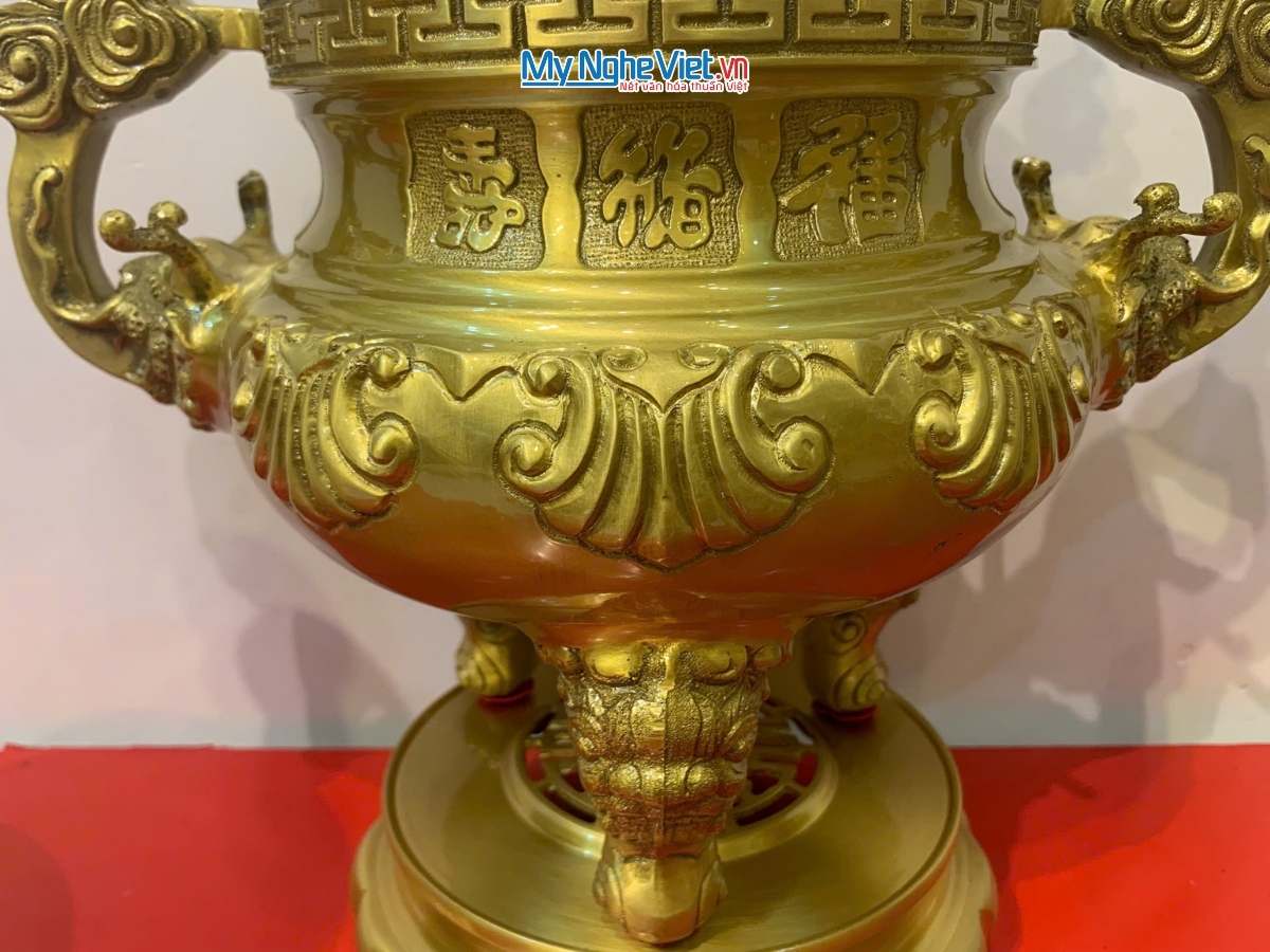 Bộ Tam Sự Bằng Đồng Vàng Đậm Trạm Hoa Sòi MNV-DD18/40