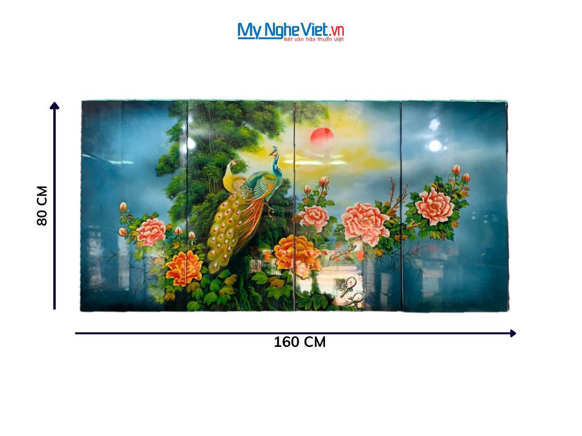 Bộ Tranh Sơn Mài Công Hồng Vẽ MNV-TSM486