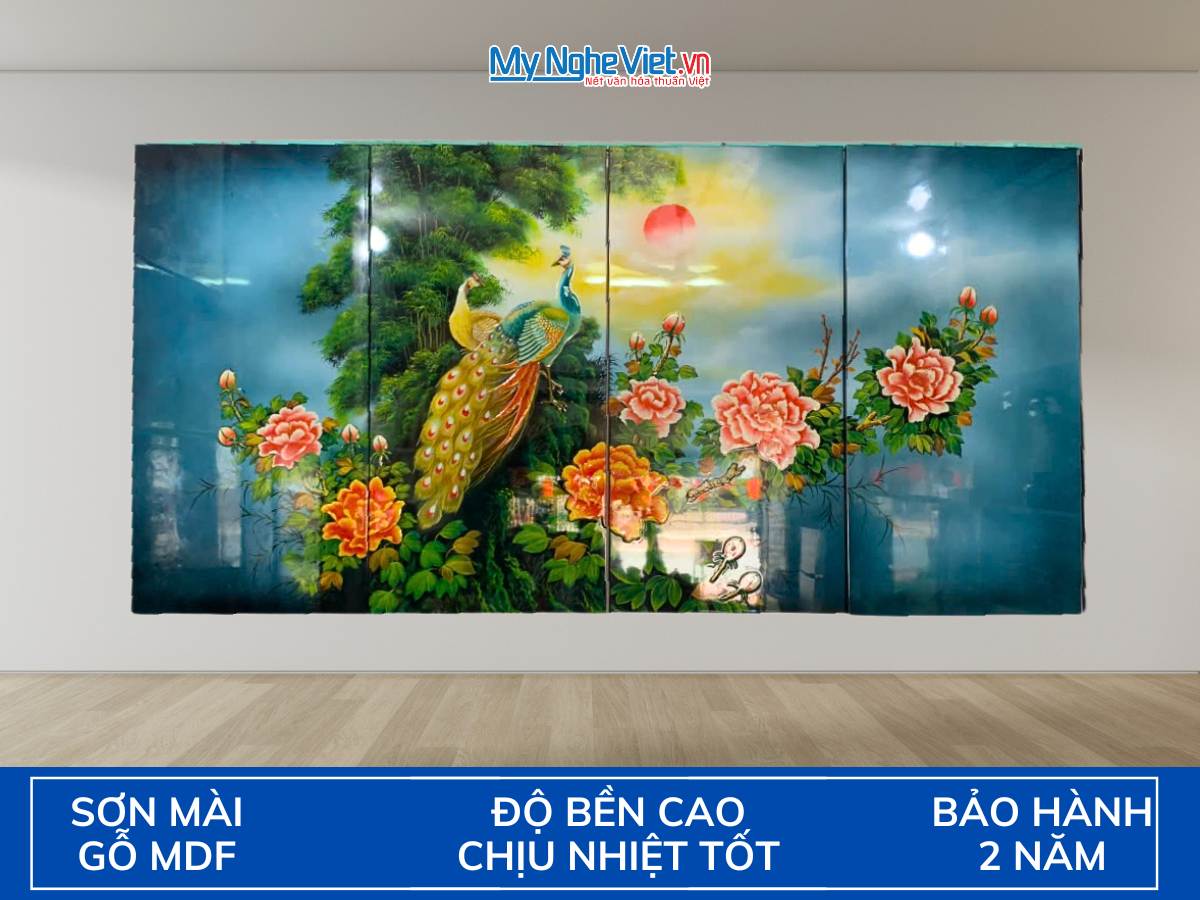 Bộ Tranh Sơn Mài Công Hồng Vẽ MNV-TSM486