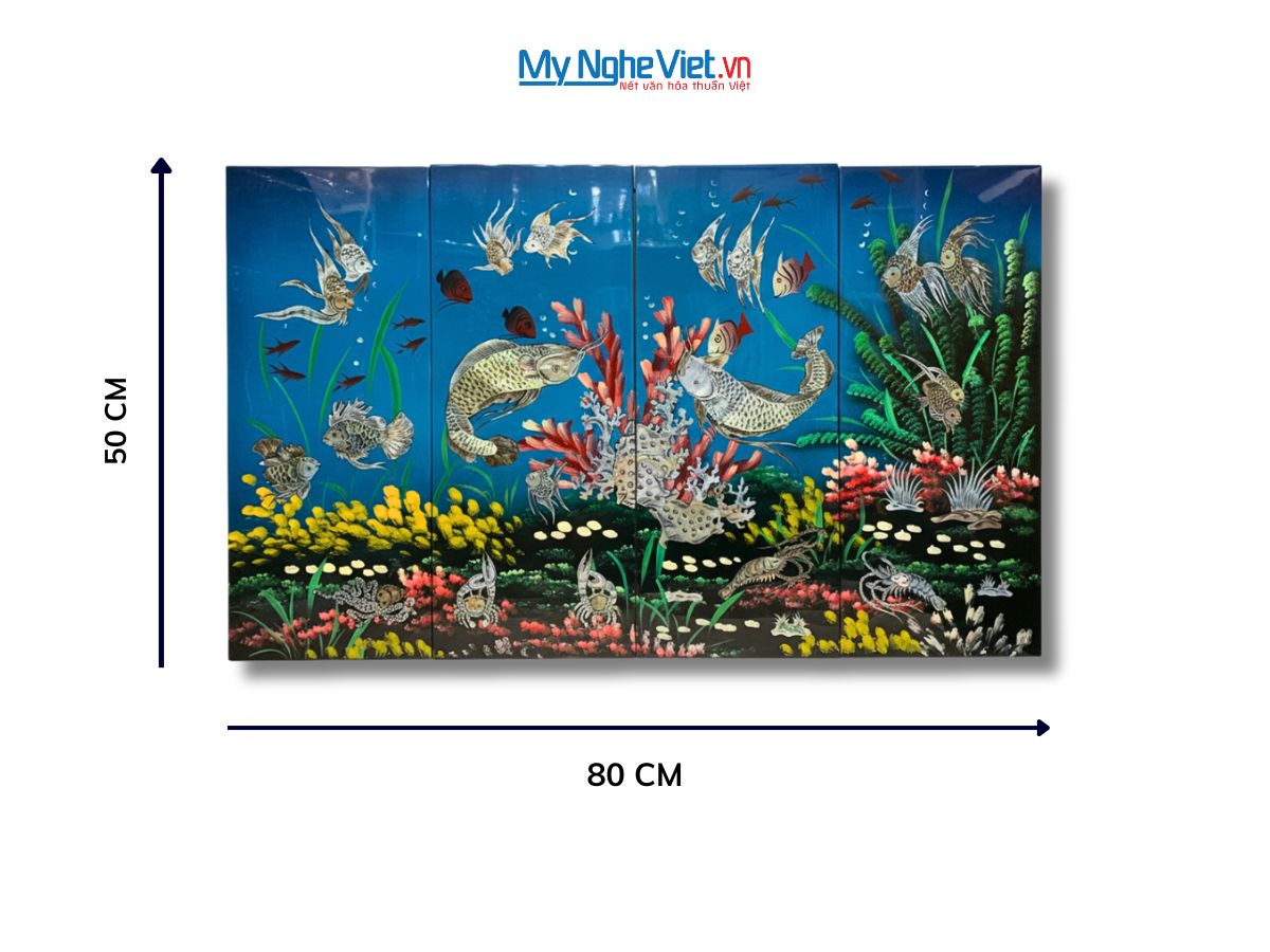 Bộ Tranh Sơn Mài Đại Dương - Cửu Ngư Quần Hội Cẩn Chìm TSM2050-3