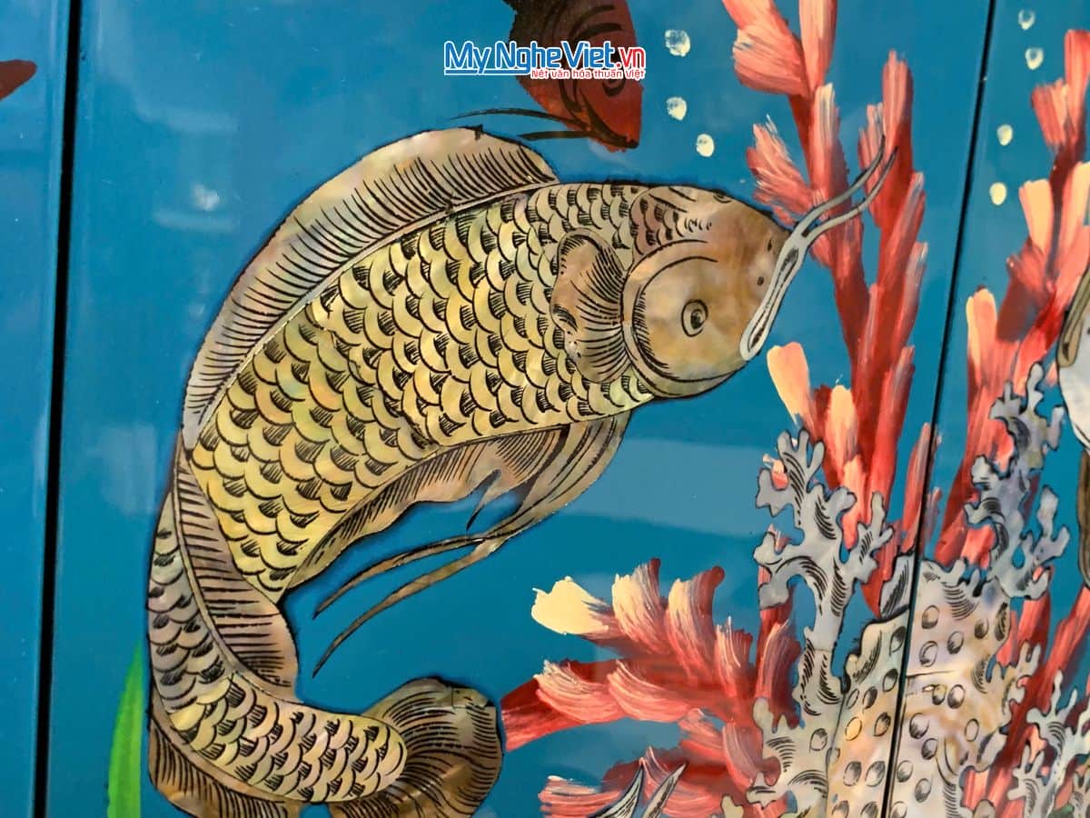Bộ Tranh Sơn Mài Đại Dương - Cửu Ngư Quần Hội Cẩn Chìm TSM2050-3