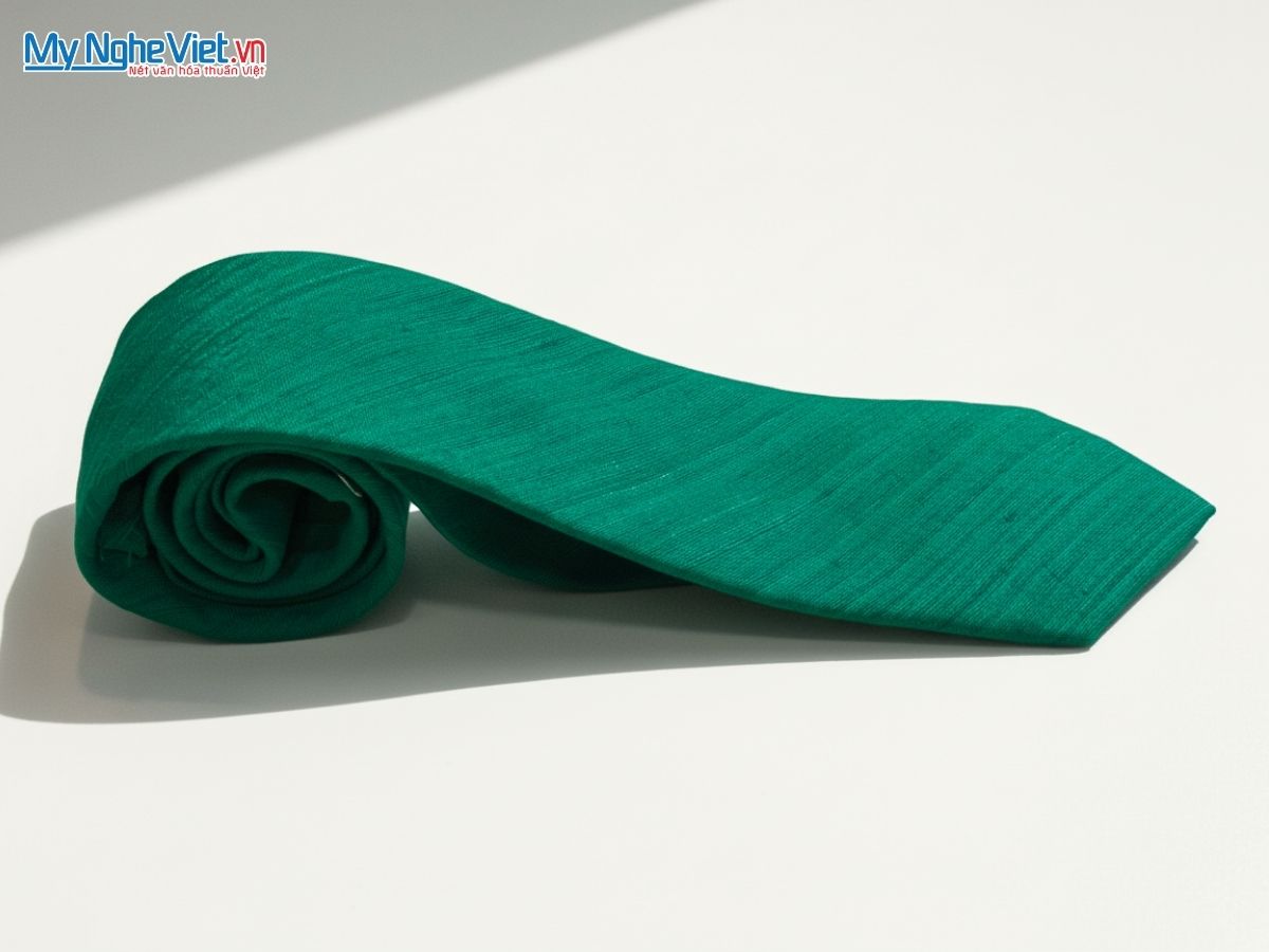 Cà Vạt Lụa Đũi Tơ Tằm Màu Xanh Lá MNV-CRVNC4
