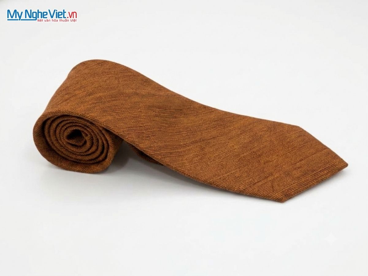 Cà Vạt Lụa Đũi Tơ Tằm Màu Nâu MNV-CRVNC6