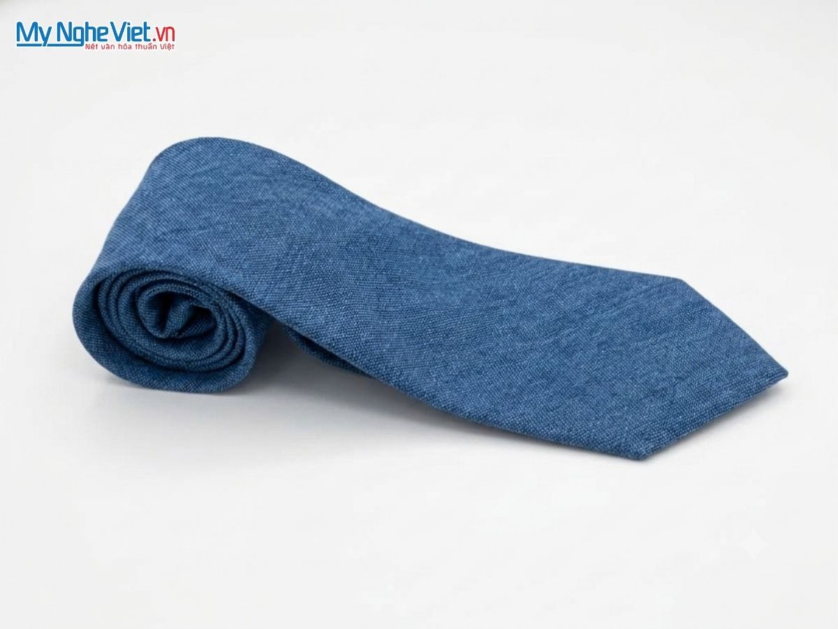 Cà Vạt Lụa Đũi Tơ Tằm Màu Xanh Dương Nhạt MNV-CRVNC1