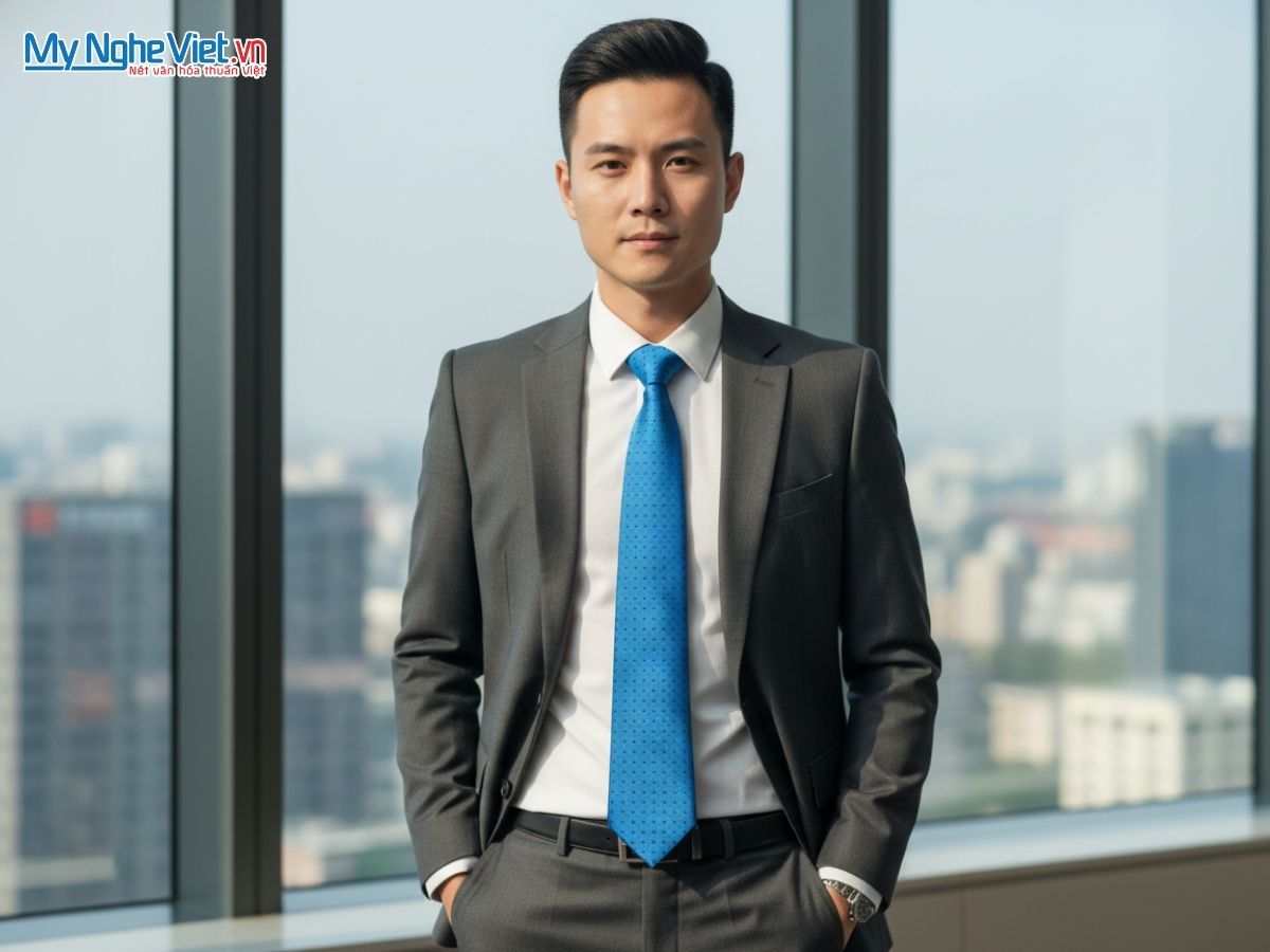 Cà Vạt Lụa Tơ Tằm Họa Tiết Chấm Bi MNV-CRV02