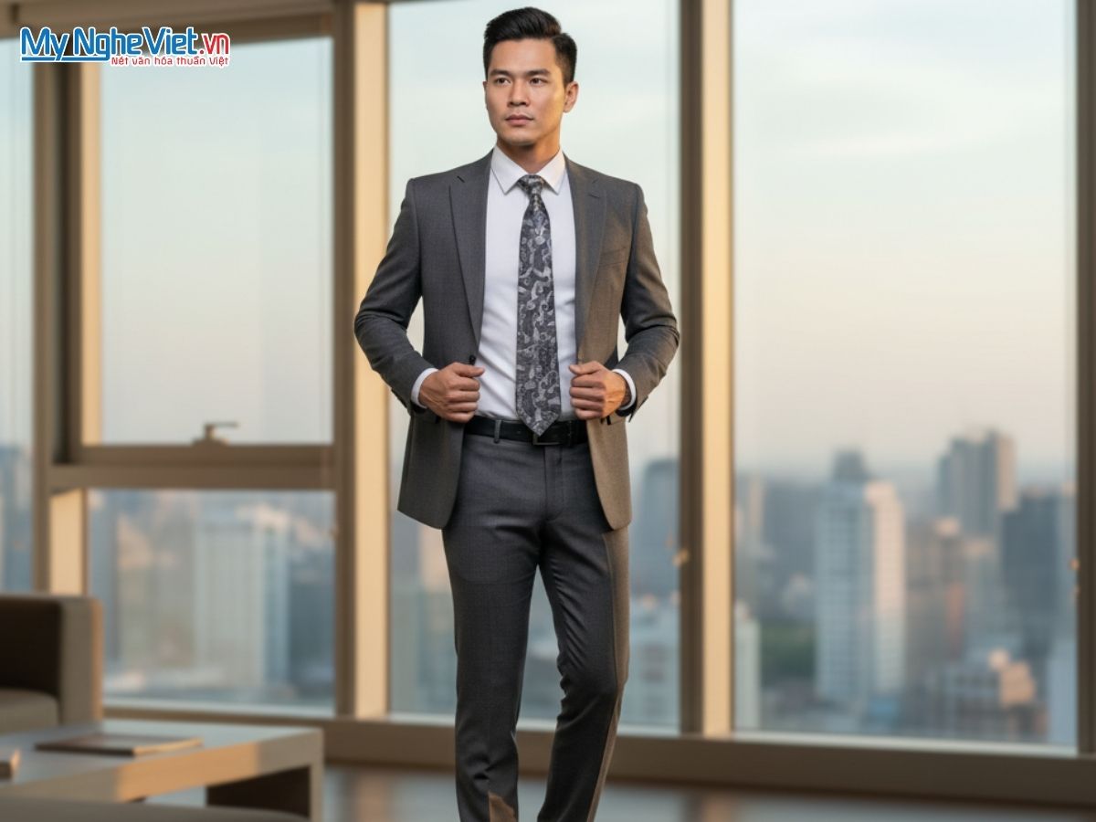 Cà Vạt Lụa Tơ Tằm Họa Tiết Đuôi Công MNV-CRV05