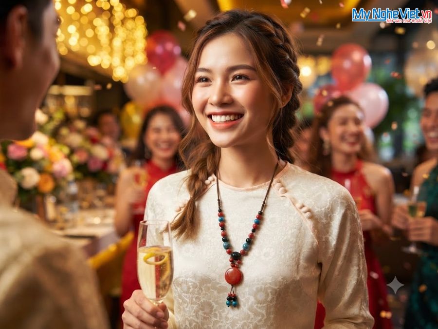 Dây Chuyền Gốm Cao Cấp Màu Đỏ VCG01.2