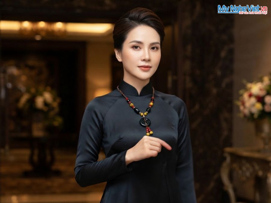 Dây Chuyền Gốm Cao Cấp Màu Xanh Đen VCG01.1