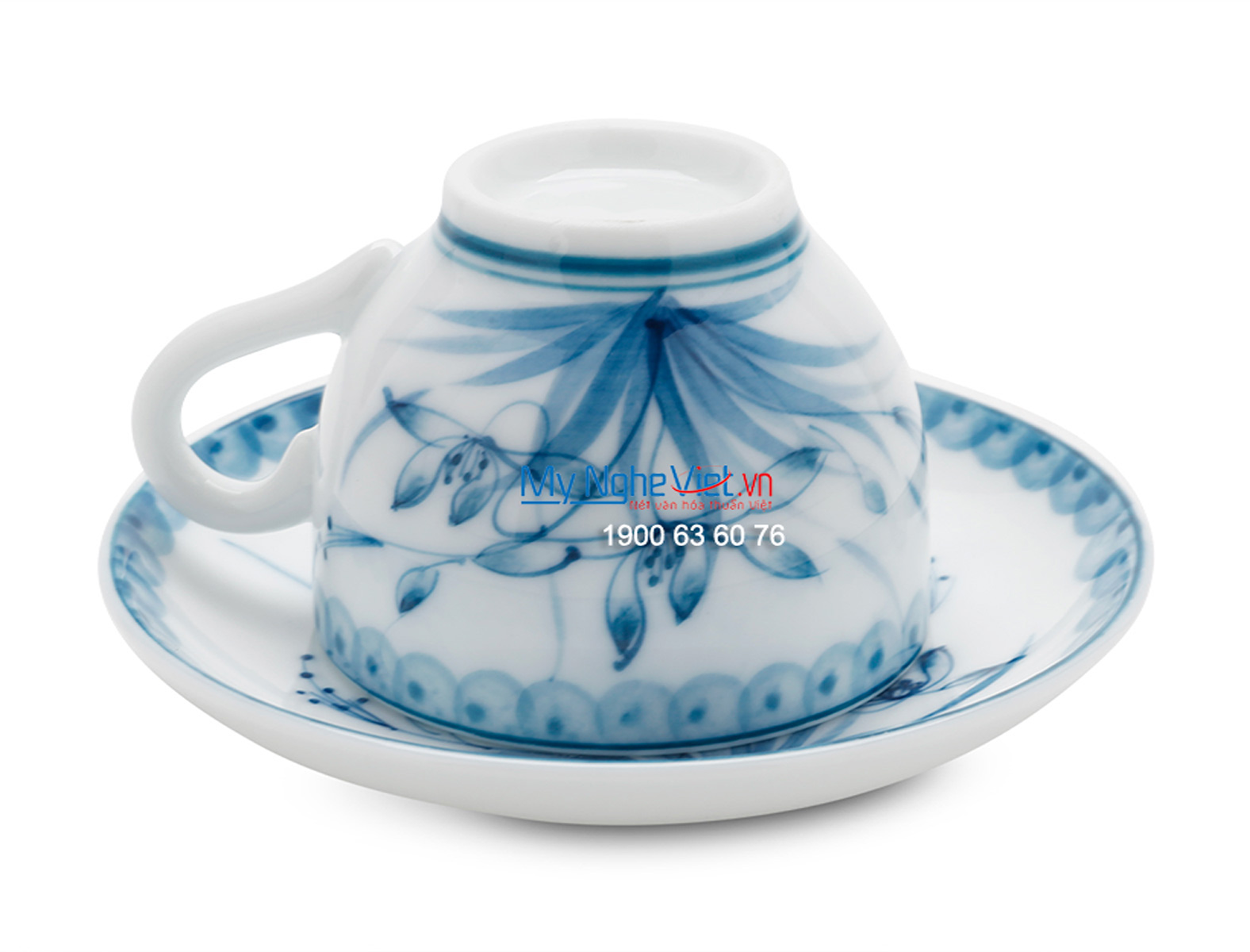 Bộ bình trà men trắng vẽ hoa xanh lam MNV-TS473 (HÀNG ĐẶT)