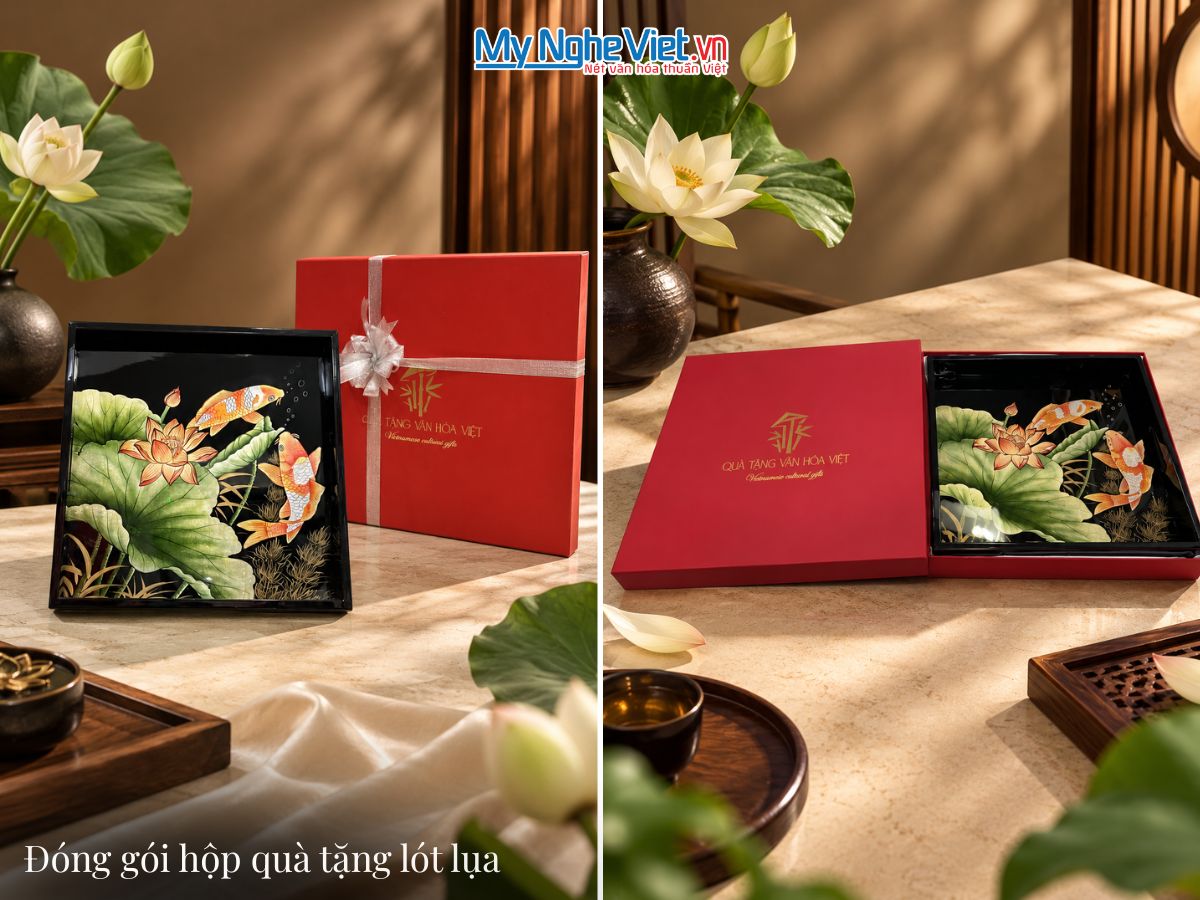 Khay Sơn Mài Vẽ Chùm Quả Ngọt Cao Cấp KSMHD3535.5