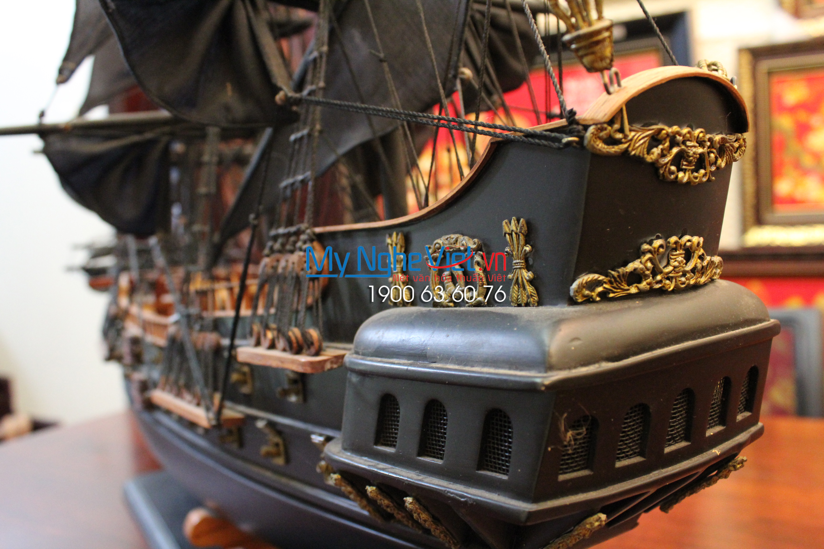 Mô hình thuyền cướp biển Ngọc Trai Đen - Black Pearl (Thân 50cm) MNV-TB17/H50