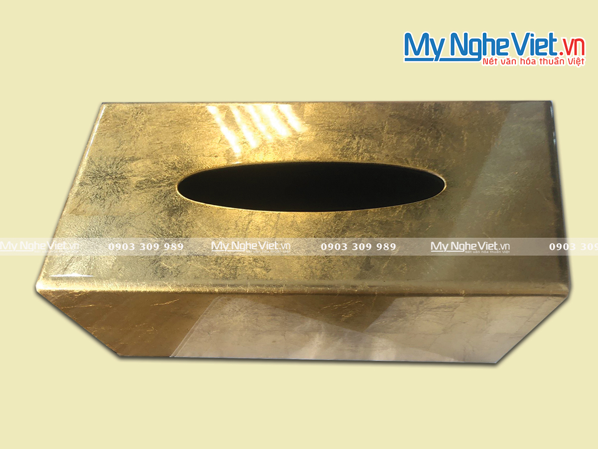 Hộp khăn giấy sơn mài dát vàng cao cấp MNV-HKG21-V