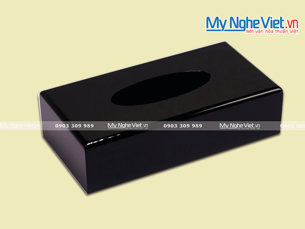 Hộp khăn giấy chữ nhật đen bóng  MNV-HKGTN01
