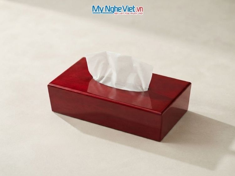 Hộp Khăn Giấy Sơn Mài Trơn Màu Đỏ MNV-HKG10