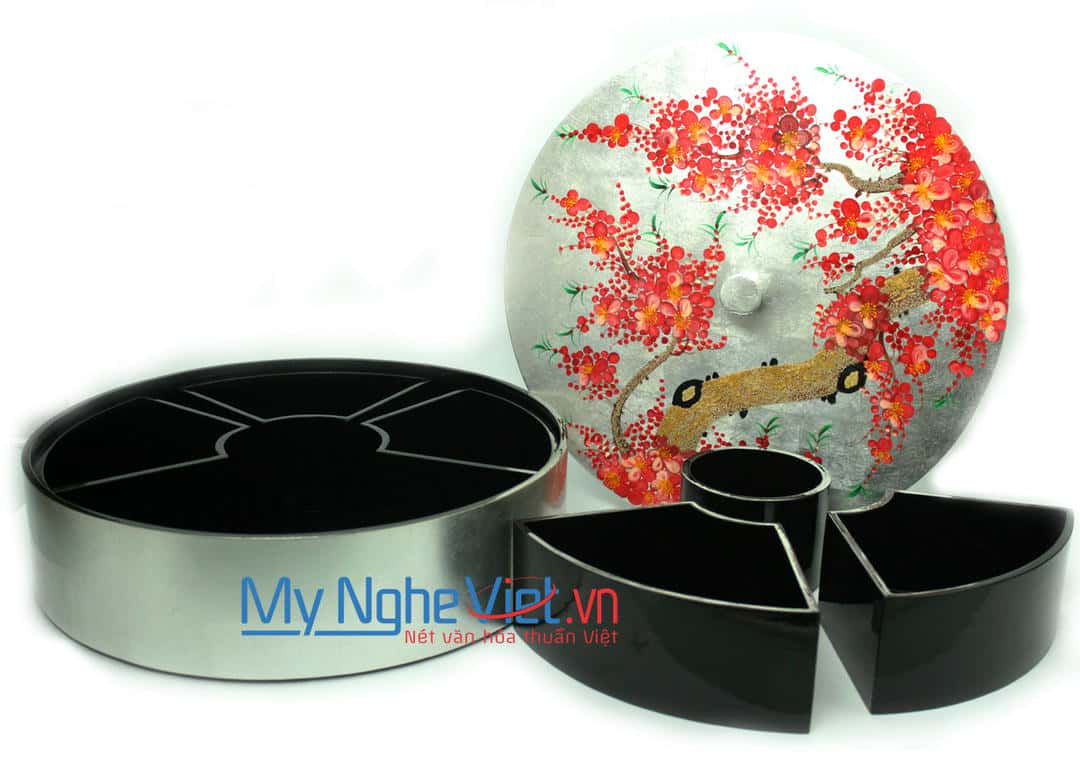 Hộp mứt - quà tết sơn mài 6 ngăn khay rời MNV-QT112-3