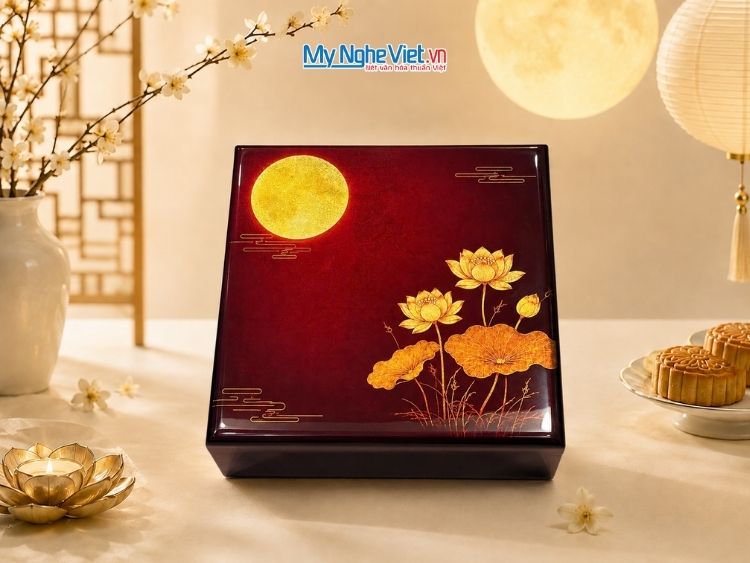 (Hàng Đặt) Hộp Sơn Mài Trung Thu 2026 – “Sen Vàng Dưới Trăng” | Quà Tặng Trung Thu Doanh Nghiệp