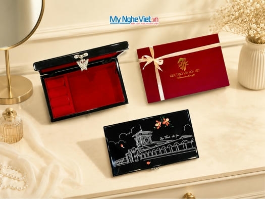 Hộp Trang Sức Chợ Bến Thành Nền Đen (12x20)cm MNV-SMHD1220-1