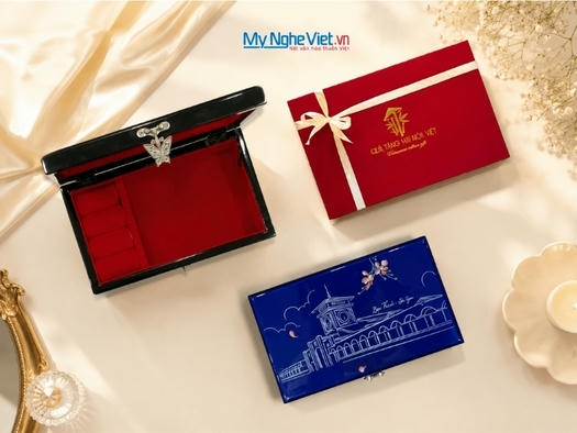 Hộp Trang Sức Chợ Bến Thành Nền Xanh (12x20)cm MNV-SMHD1220-3