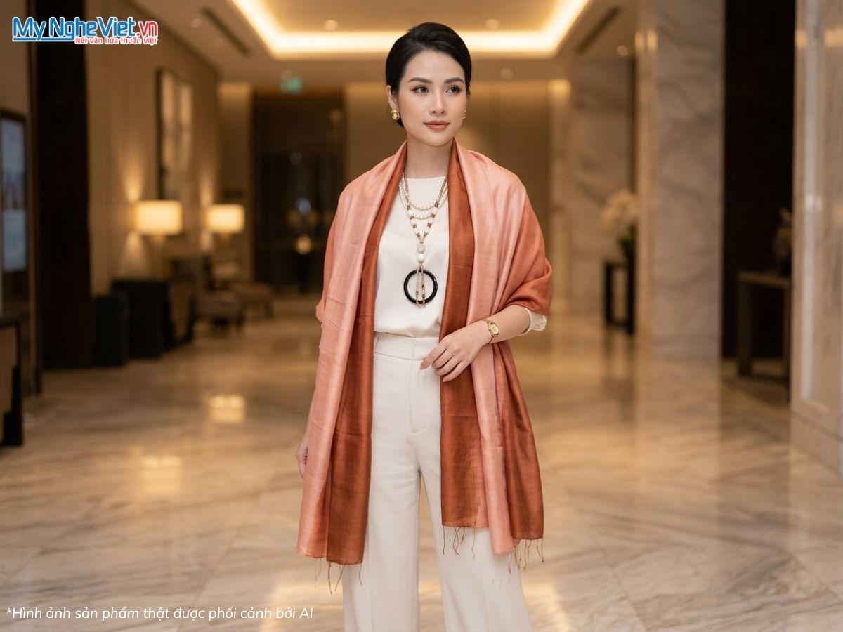 Khăn Lụa Tơ Tằm Loang 75x210cm MNV-KLNC75210/3