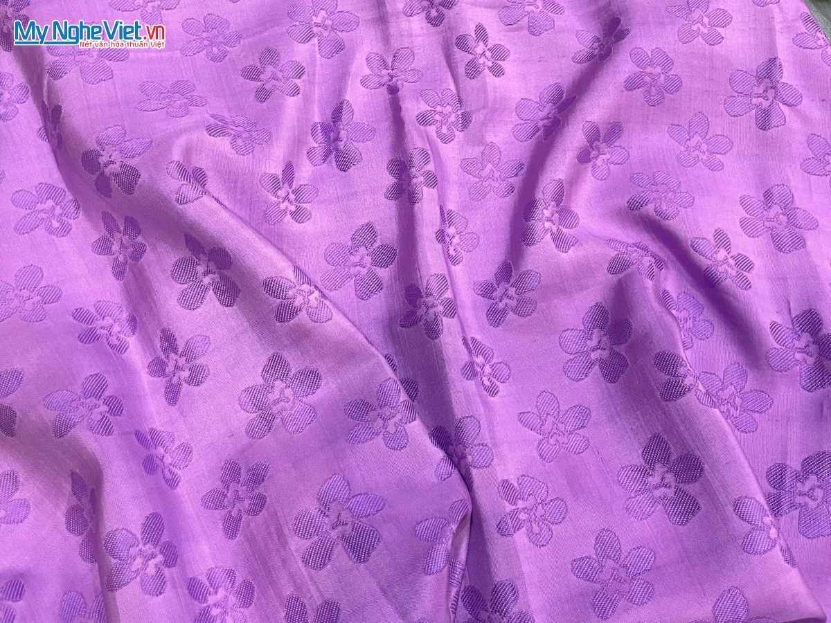 Khăn Lụa Vân Cổ Họa Tiết Hoa Màu Tím 80x180cm MNV-KLNL80180