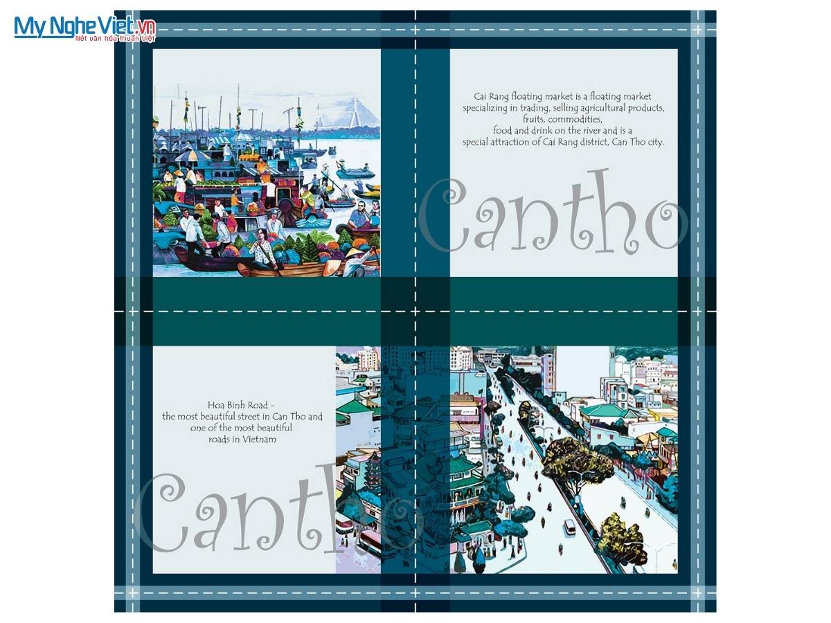 Khăn Lụa Vuông Tơ Tằm Họa Tiết Cần Thơ 60x60cm KLPM66