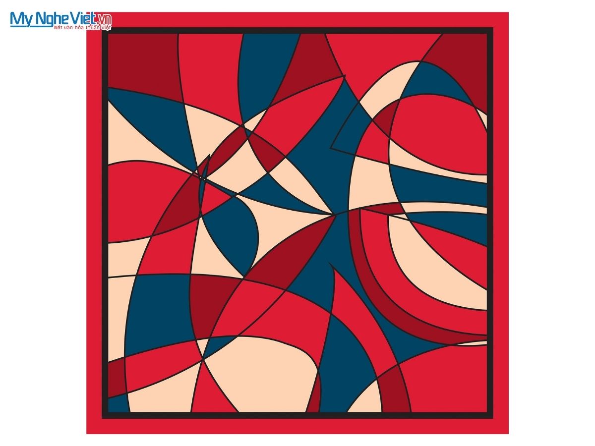 Khăn Lụa Vuông Tơ Tằm Họa Tiết Trừu Tượng 60x60cm KLPM66