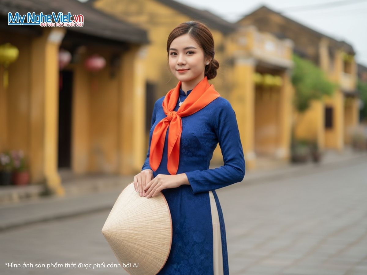 Khăn Lụa Tơ Tằm Thêu Hoa Sen Màu Cam Trơn 90x90cm KLTA9090/16