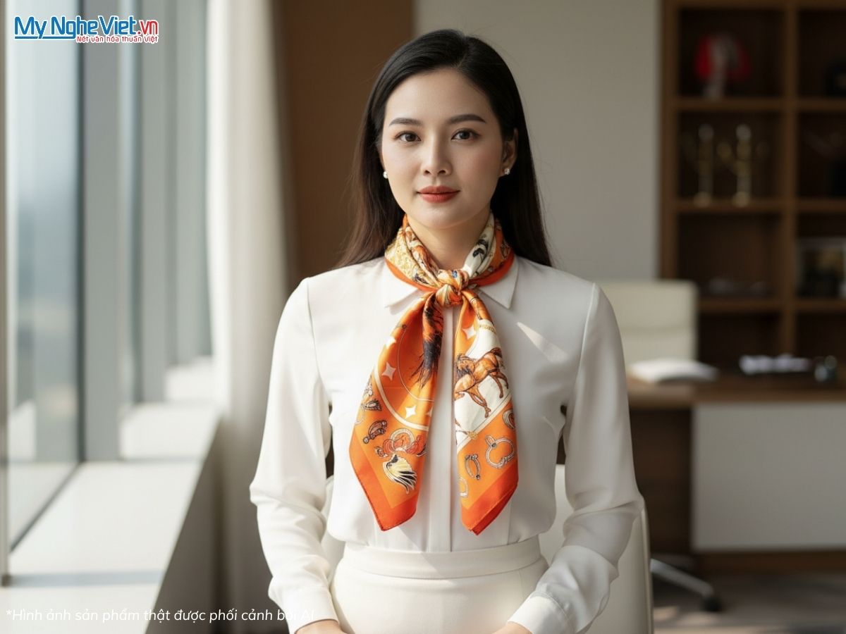 Khăn Lụa Vuông Tơ Tằm Họa Tiết Những Chú Ngựa 60x60cm KLPM66