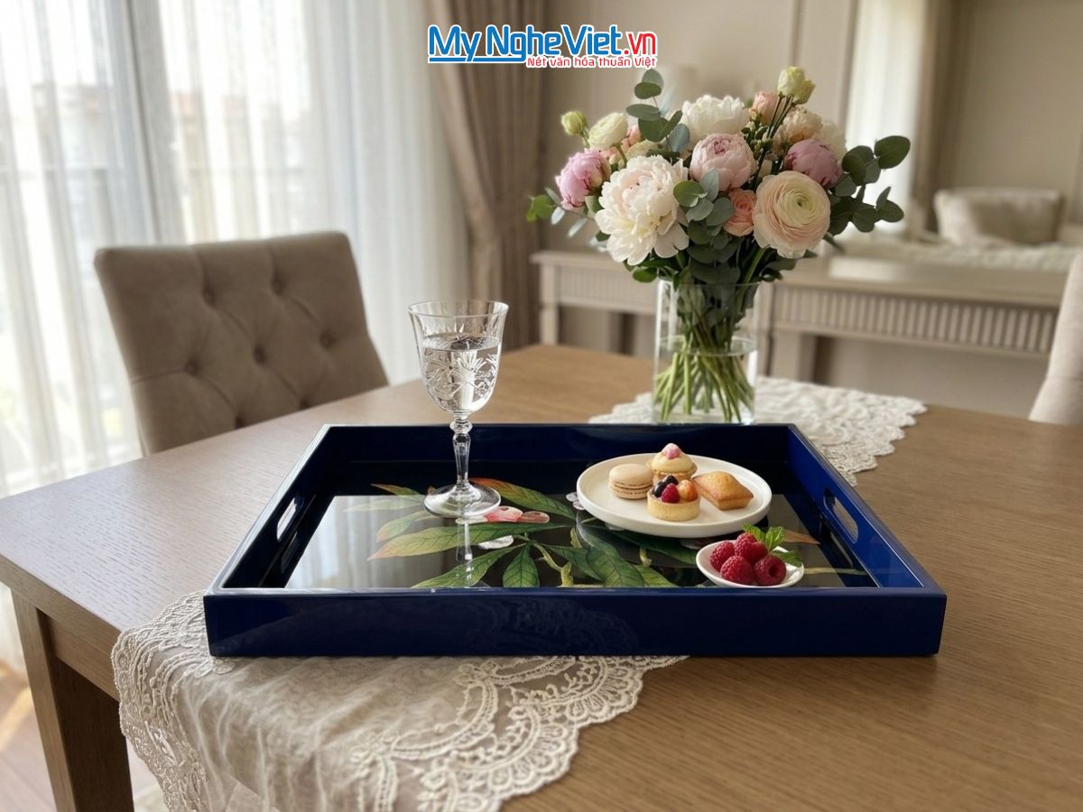 Khay Sơn Mài Vẽ Chùm Quả Ngọt Cao Cấp KSMHD34.5