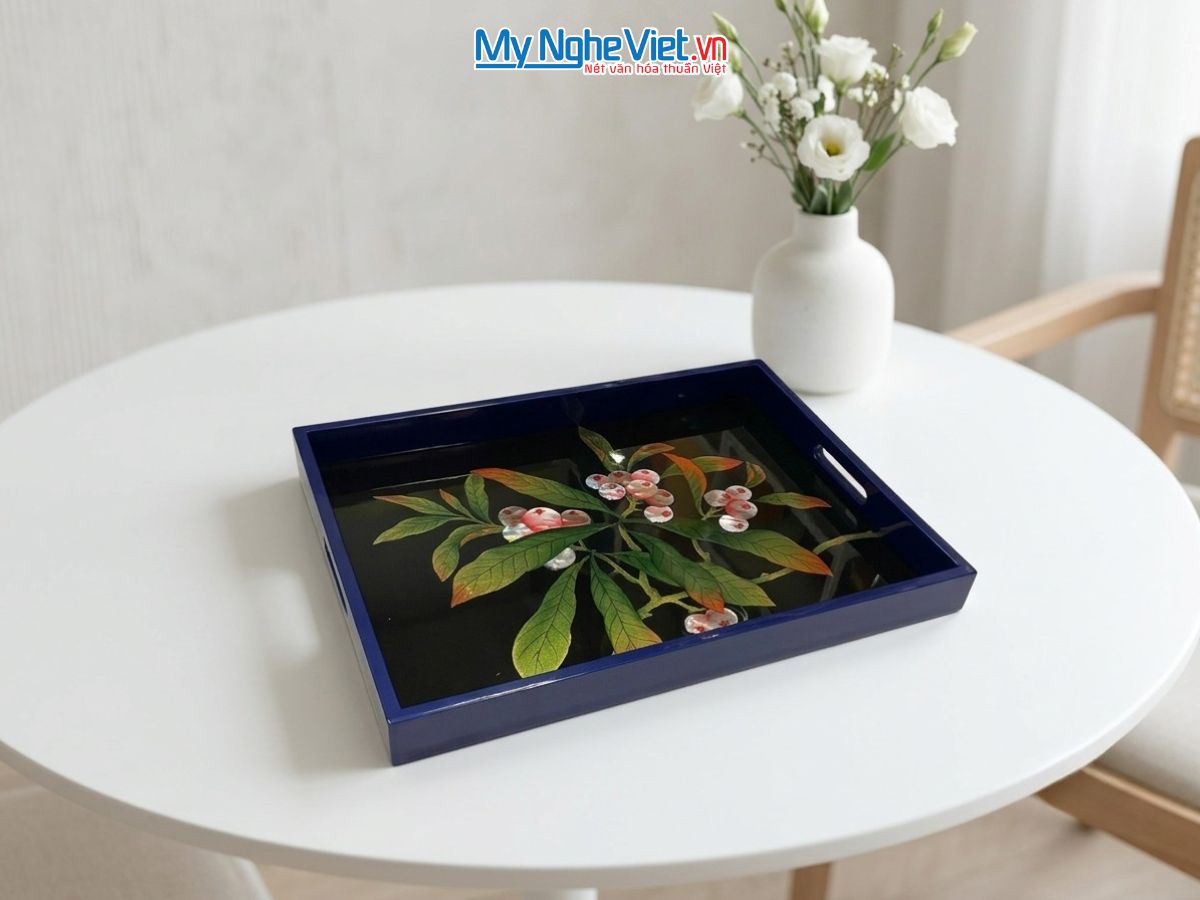 Khay Sơn Mài Vẽ Chùm Quả Ngọt Cao Cấp KSMHD34.5
